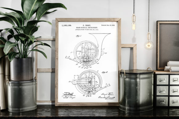 Download Brass Horn 1914 Patent Art Poster - Premium Resources