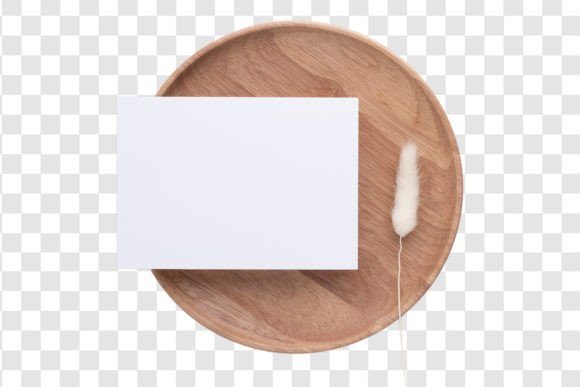 Download #1914 Blank Card with Feather on Wooden Plate Isolated - 1914 Collection